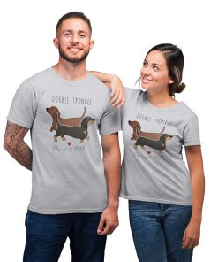 Double Trouble Funny Dachshund Couple Matching T-shirt