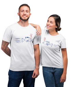 Fish WIth Love Shirt For Couple Lover Matching T-shirt