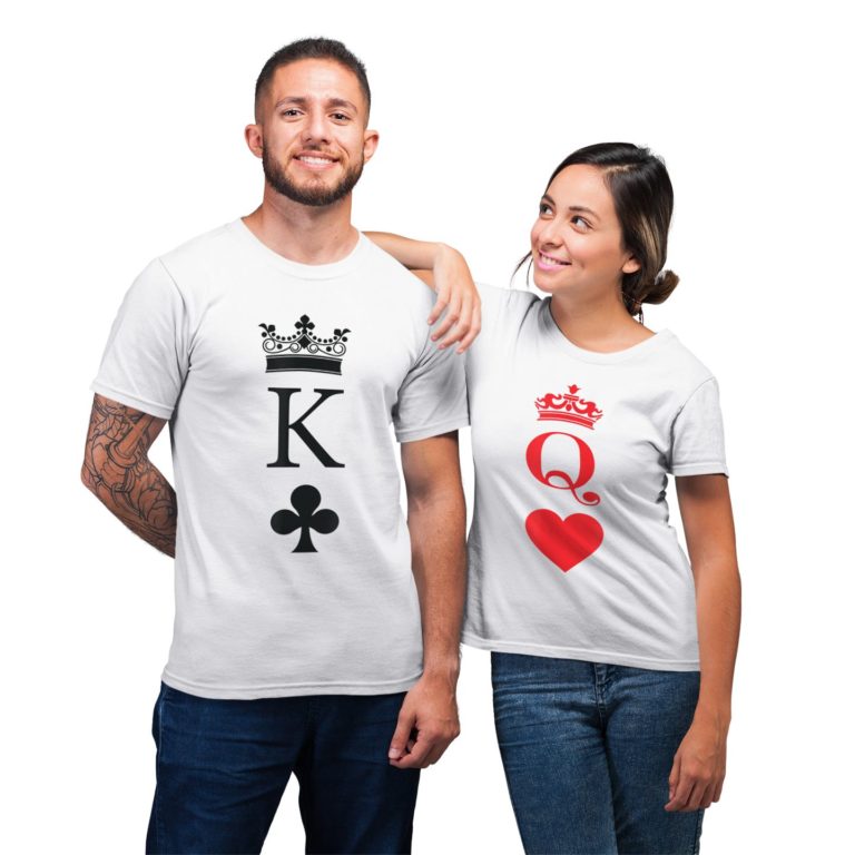 King & Queen Cards For Valentine Matching Couple T-Shirt