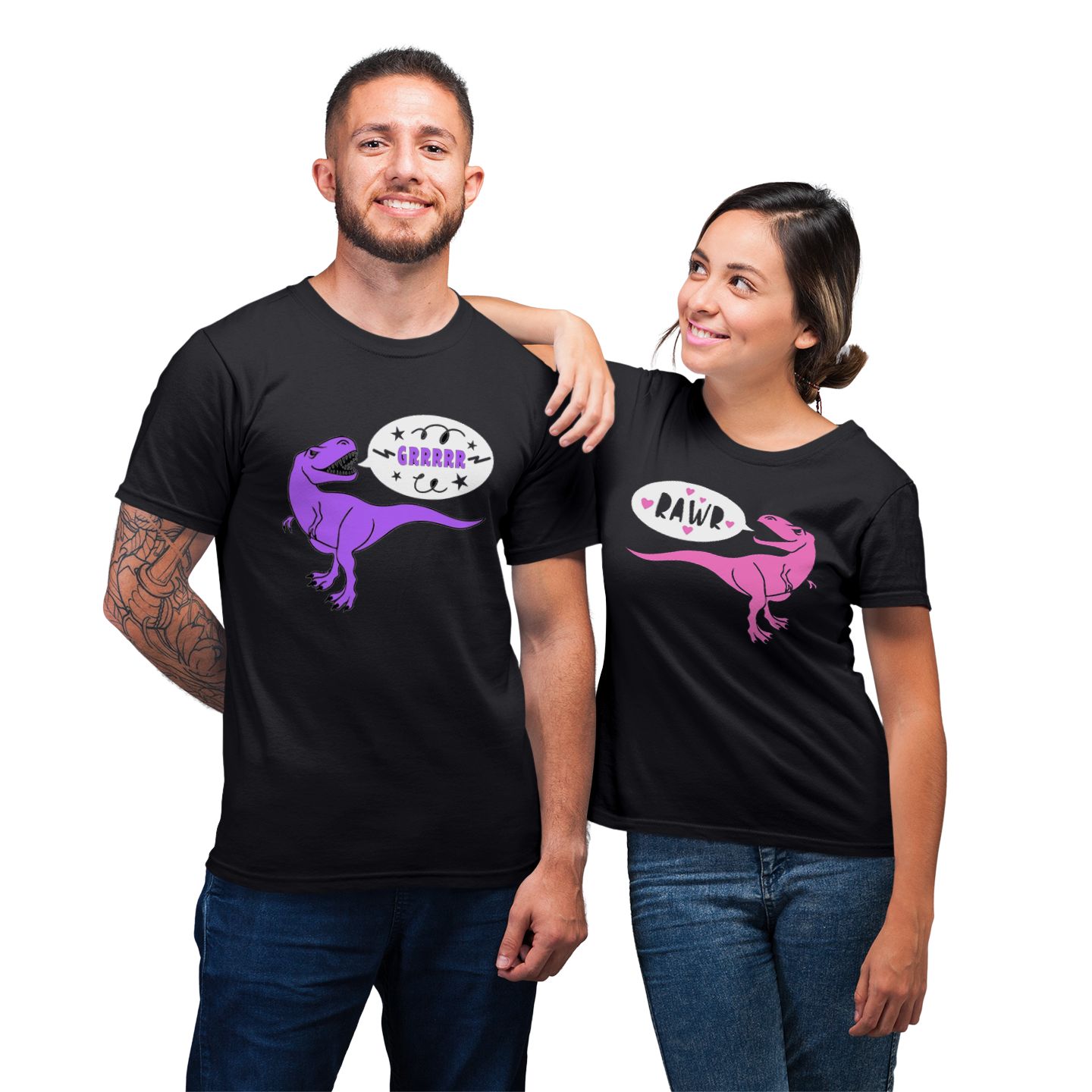 Lovely Dinosaur For Couple Love Matching T-Shirt - RobinPlaceFabrics