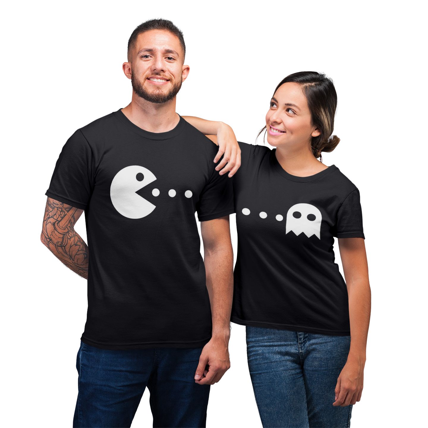 Pac Man Matching Couple Funny Gift T-Shirt - RobinPlaceFabrics