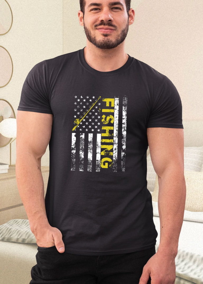 American Flag Fishing Rod USA Patriotic Shirt