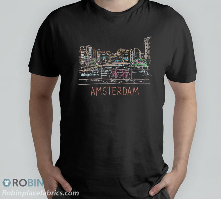 Amsterdam Bike Unique Hand Drawn Art T-Shirt, Hoodie