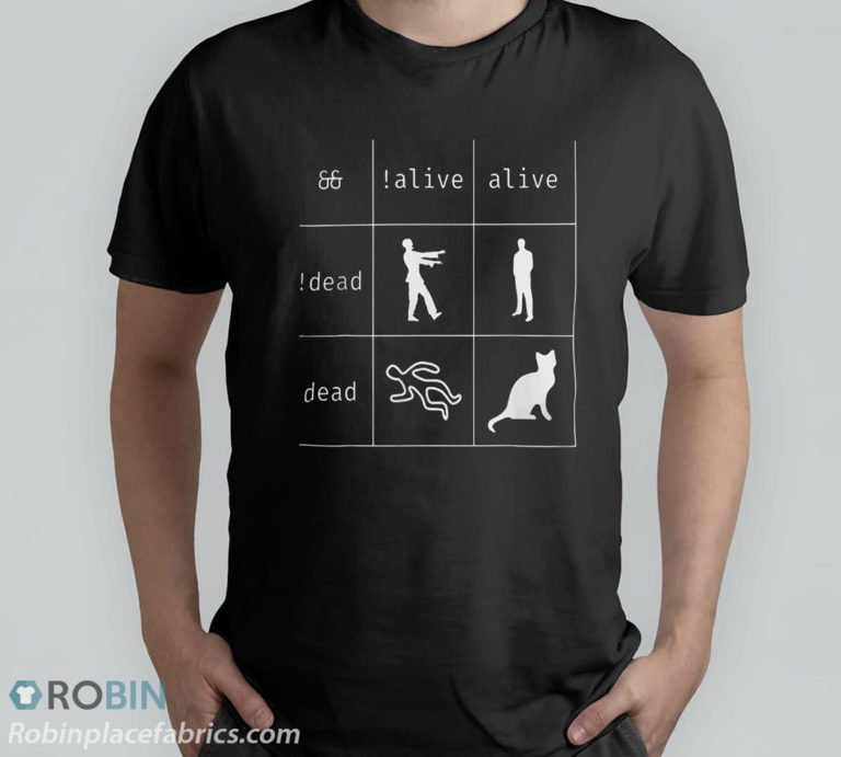 Boolean Logic Alive and Dead Funny Programmer Cat T-Shirt, Hoodie, Sweatshirt