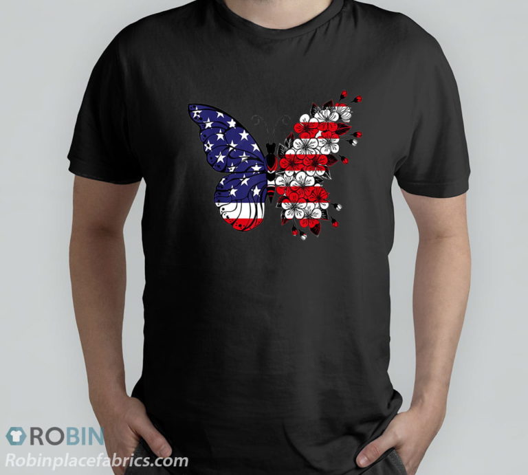 Butterfly 4th Of July Shirt Women American Flag Patriotic T-Shirt & Hoodie