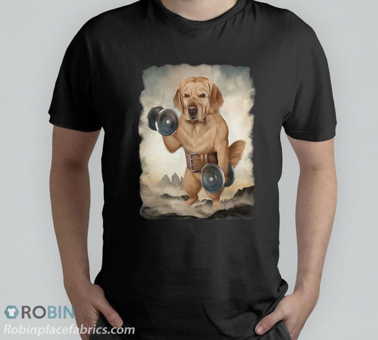 Golden Retriever Dog Muscle Training Weightlifting Dumbbell T-Shirt, Hoodie