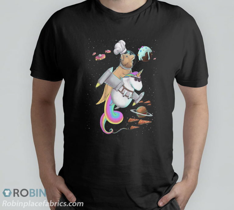 Golden Retriever Dog Riding Unicorn Food Space Party Planet T-Shirt, Hoodie