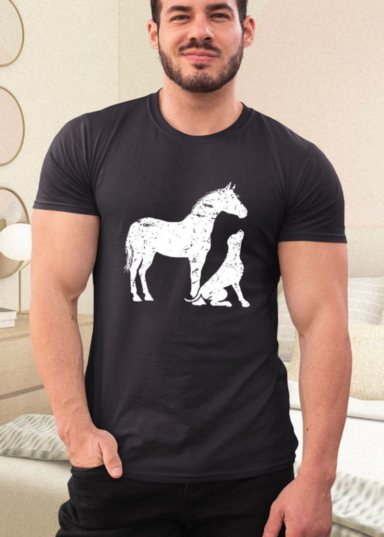 HORSE and DOG Motif Shirt