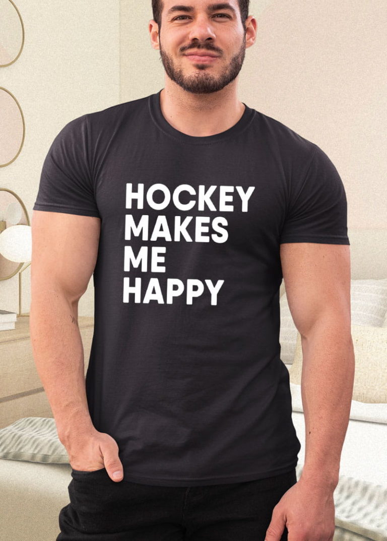 Ice Hockey Makes Me Happy Funny Hockey Shirt