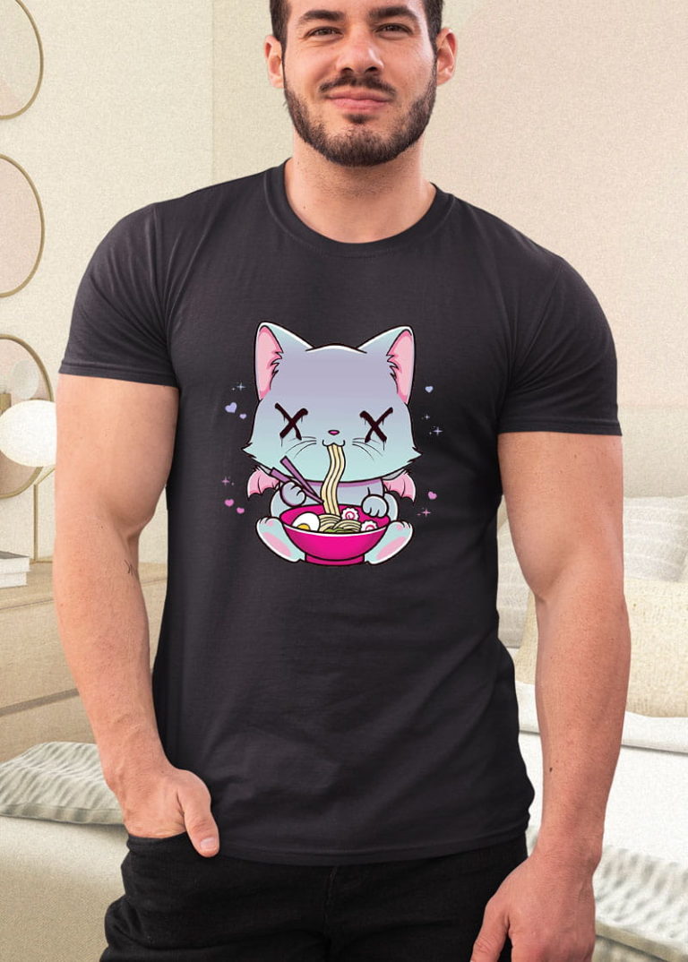 Kawaii Japanese Anime Cat Ramen Shirt