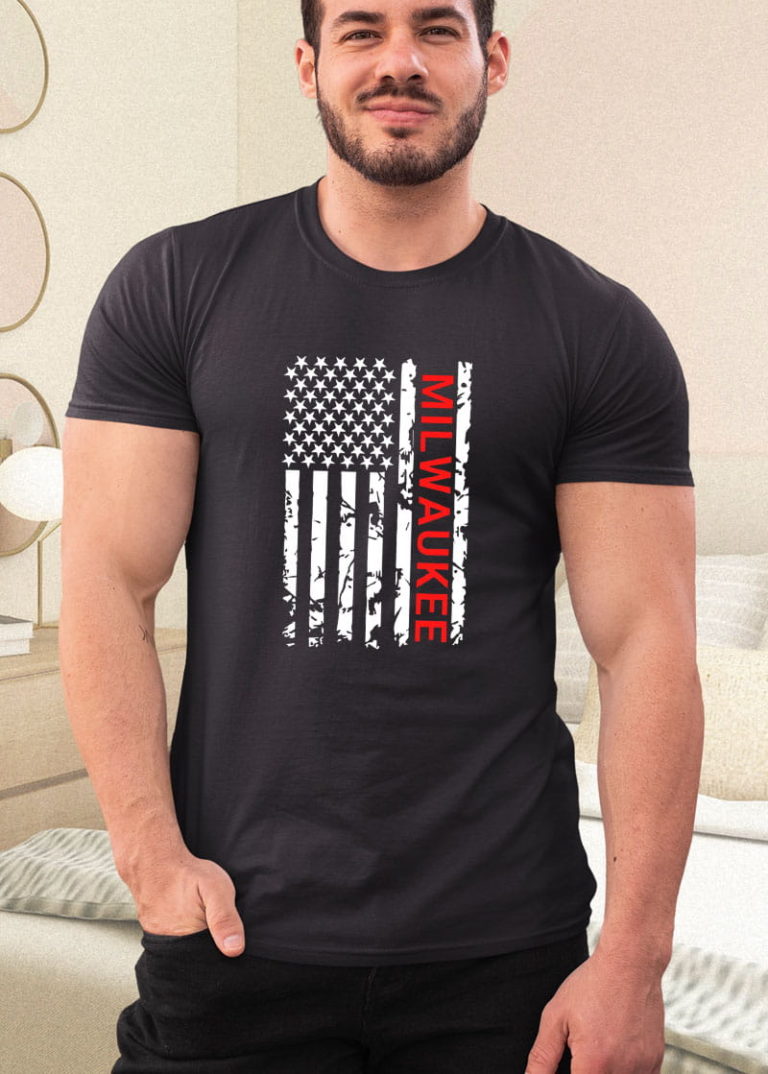 Milwaukee USA Black And White Flag Shirt