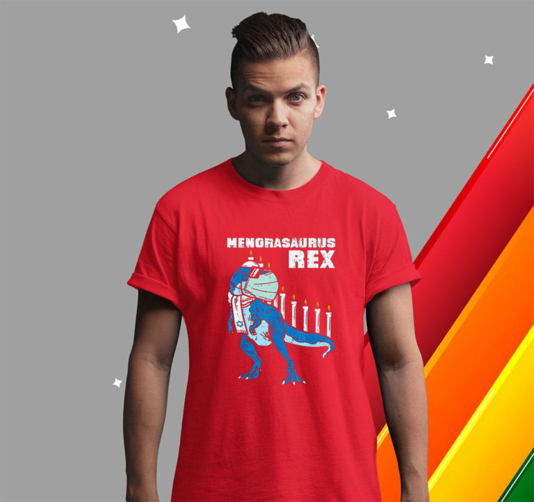 Menorasaurus Rex Menorah Trex Mask Shirt