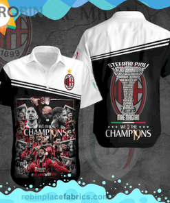 Ac Milan Always With You Short Sleeve Button Down Hawaiian Shirt