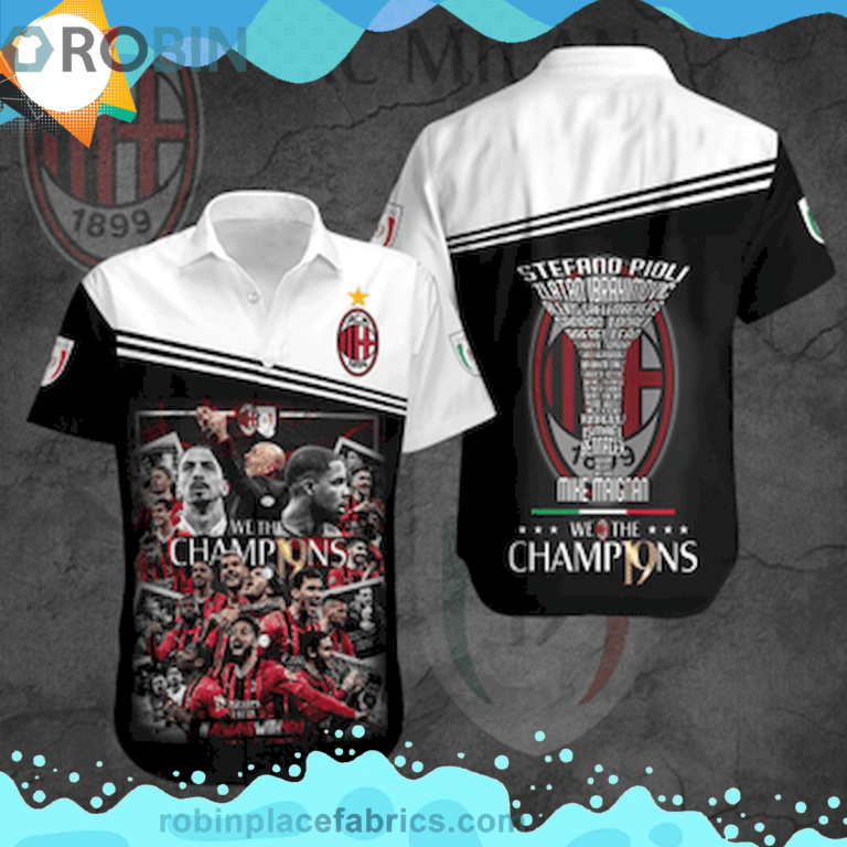Ac Milan Always With You Short Sleeve Button Down Hawaiian Shirt