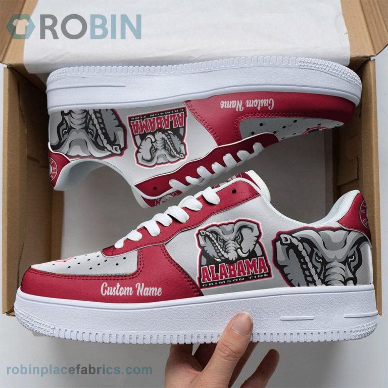 Alabama Crimson Tide Mascot Logo NCAA Custom Name Air Force 1 AF1 Shoes
