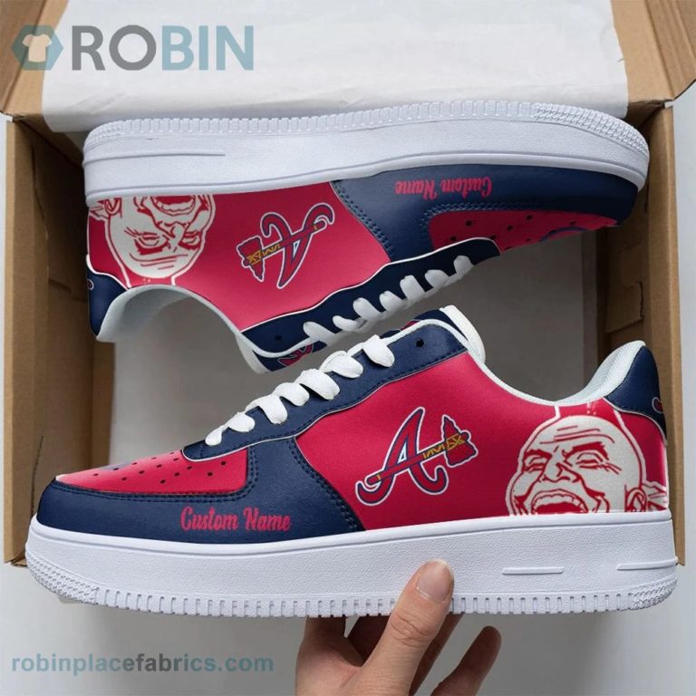 Atlanta Braves Mascot Logo MLB Custom Name Air Force 1 AF1 Shoes