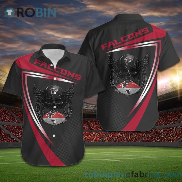 Atlanta Falcons NFL Skull American Football Short Sleeve Button Down Hawaiian Shirt