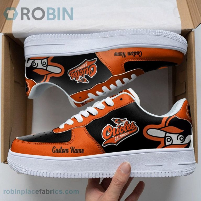 Baltimore Orioles Mascot Logo MLB Custom Name Air Force 1 AF1 Shoes