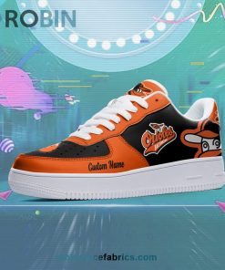 Baltimore Orioles Mascot Logo MLB Custom Name Air Force 1 AF1 Shoes