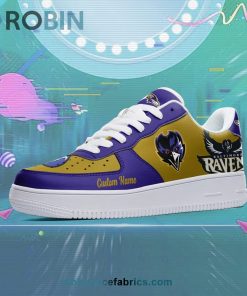 Baltimore Ravens Mascot Logo NFL Custom Name Air Force 1 AF1 Shoes