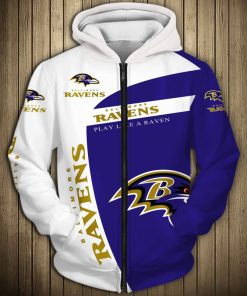 Baltimore Ravens Zip Up Hoodie 3D, Pullover Hoodies