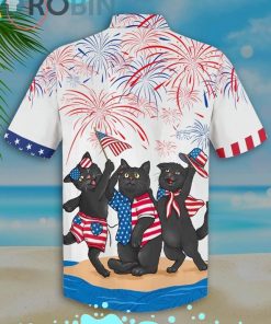 Black Cat Independence Day Is Coming Short Sleeve Button Down Hawaiian Shirt  And Shorts