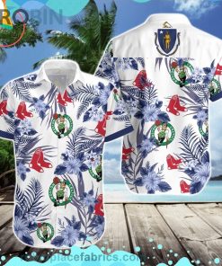 Boston Celtics Boston Red Sox Short Sleeve Button Down Hawaiian Shirt
