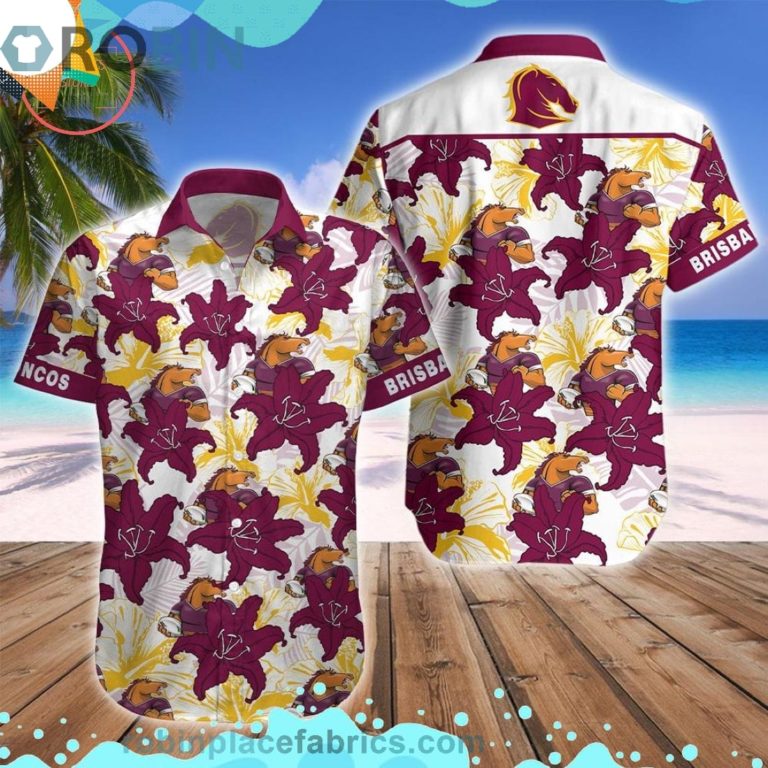 Brisbane Broncos Mascot Short Sleeve Button Down Hawaiian Shirt