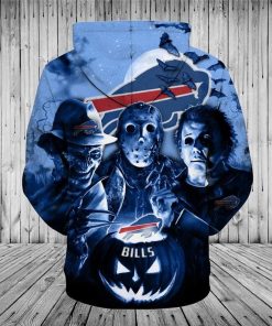 Buffalo Bills Hoodies 3D Halloween Horror Night Sweatshirt Pullover