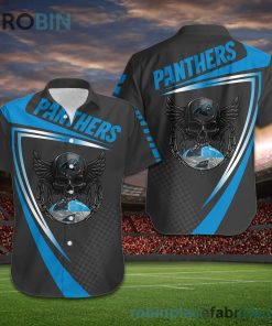 Carolina Panthers NFL Skull American Football Short Sleeve Button Down Hawaiian Shirt