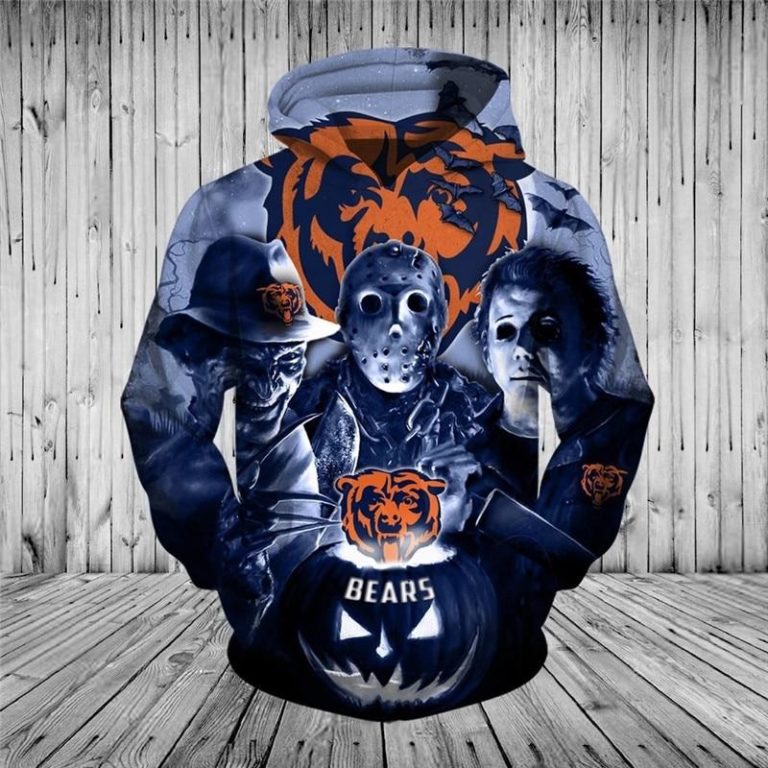 Chicago Bears Hoodies 3D Halloween Horror Night Sweatshirt Pullover