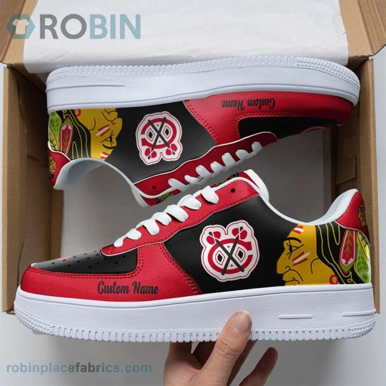 Chicago Blackhawks Mascot Logo NHL Custom Name Air Force 1 AF1 Shoes