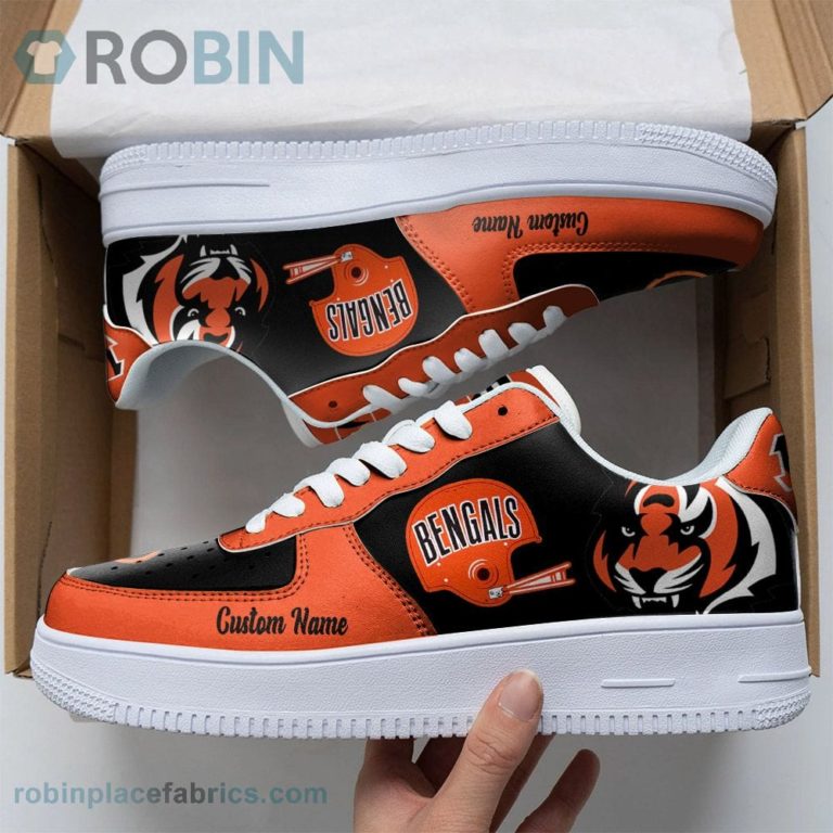 Cincinnati Bengals Mascot Logo NFL Custom Name Air Force 1 AF1 Shoes
