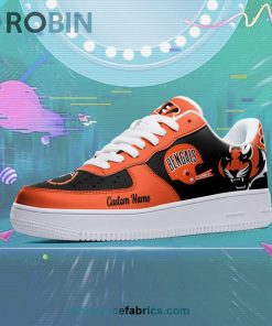 Cincinnati Bengals Mascot Logo NFL Custom Name Air Force 1 AF1 Shoes Cincinnati Bengals Mascot Logo NFL Custom Name Air Force 1 AF1 Shoes