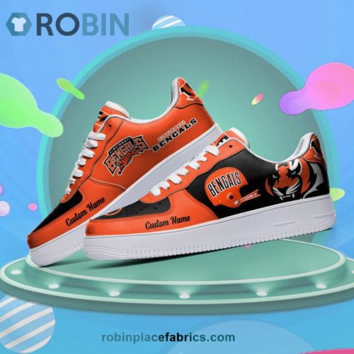 Cincinnati Bengals Mascot Logo NFL Custom Name Air Force 1 AF1 Shoes ...