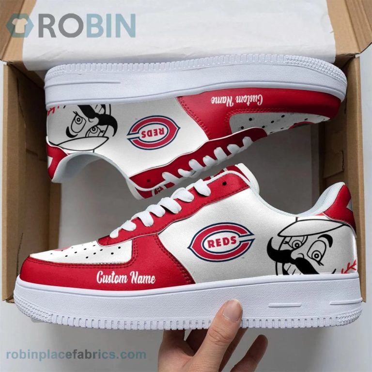 Cincinnati Reds Mascot Logo MLB Custom Name Air Force 1 AF1 Shoes