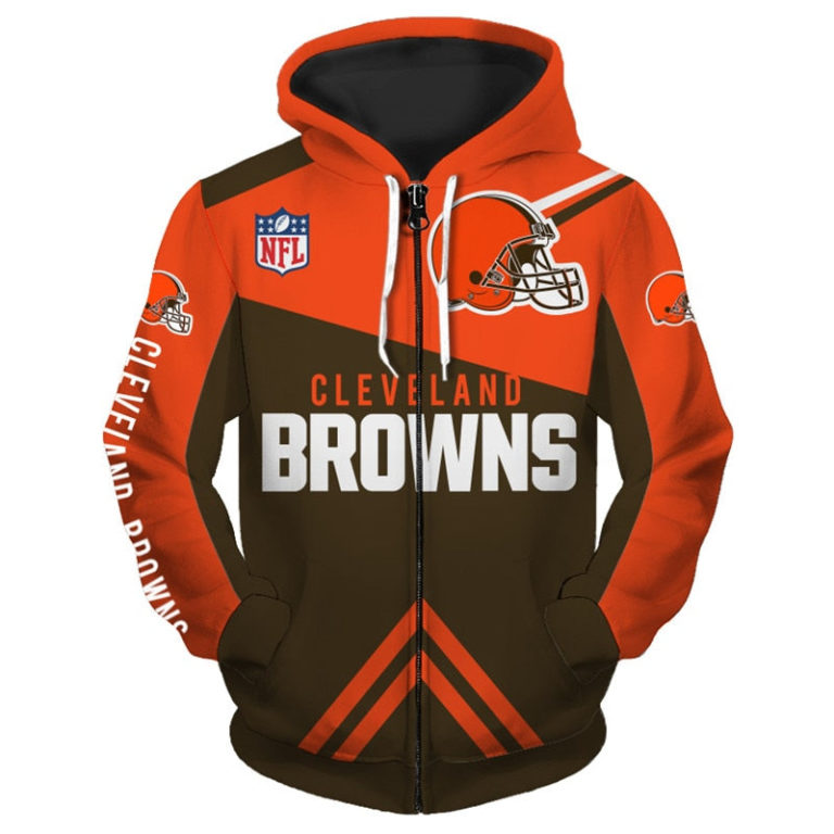 Cleveland Browns Zip Hoodies 3D With Hooded