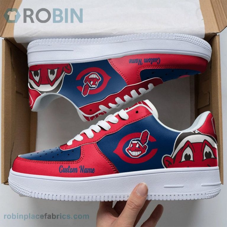 Cleveland Indians Mascot Logo MLB Custom Name Air Force 1 AF1 Shoes