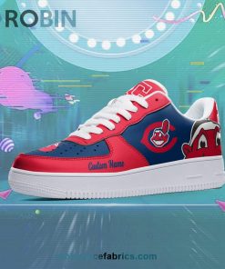 Cleveland Indians Mascot Logo MLB Custom Name Air Force 1 AF1 Shoes