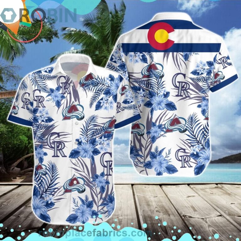Colorado Rockies Colorado Avalanche Short Sleeve Button Down Hawaiian Shirt