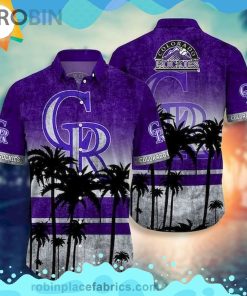 Colorado Rockies Palm Tree Short Sleeve Button Down Hawaiian Shirt