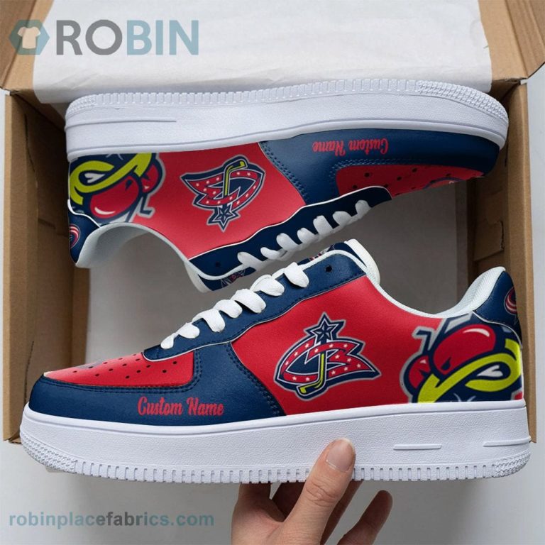 Columbus Blue Jackets Mascot Logo NHL Custom Name Air Force 1 AF1 Shoes