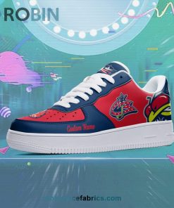Columbus Blue Jackets Mascot Logo NHL Custom Name Air Force 1 AF1 Shoes