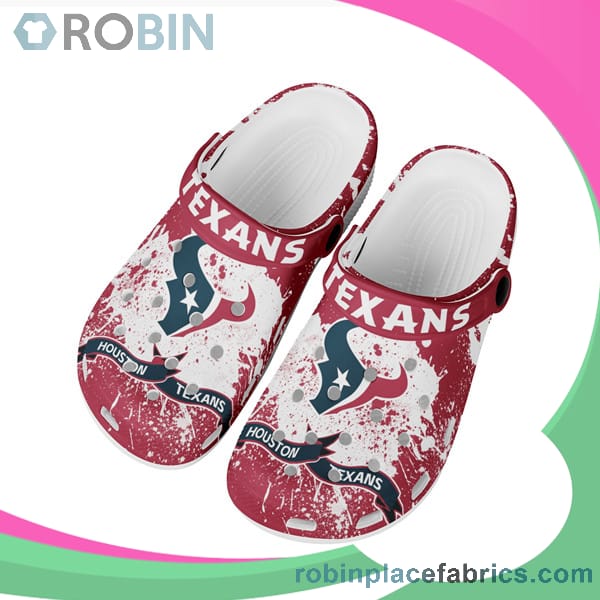 Crocs Crocband Clog Houston Texans White & Pink Red - RobinPlaceFabrics