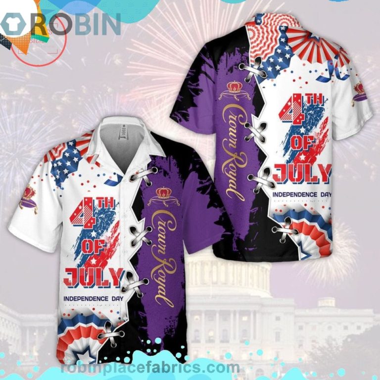 Crown Royal 4th Of July Independence Day Short Sleeve Button Down Hawaiian Shirt