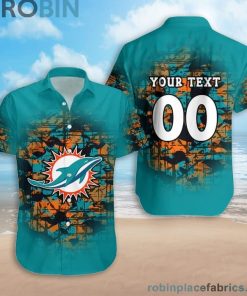 Custom Name & Number Miami Dolphins Camouflage Vintage Casual Button Down Shirts