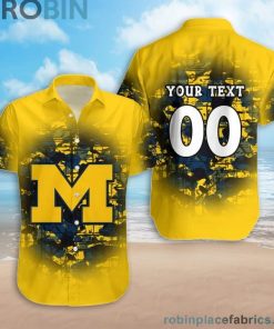 Custom Name & Number Michigan Wolverines Camouflage Vintage Casual Button Down Shirts