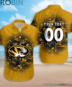 Custom Name & Number Missouri Tigers Camouflage Vintage Casual Button Down Shirts
