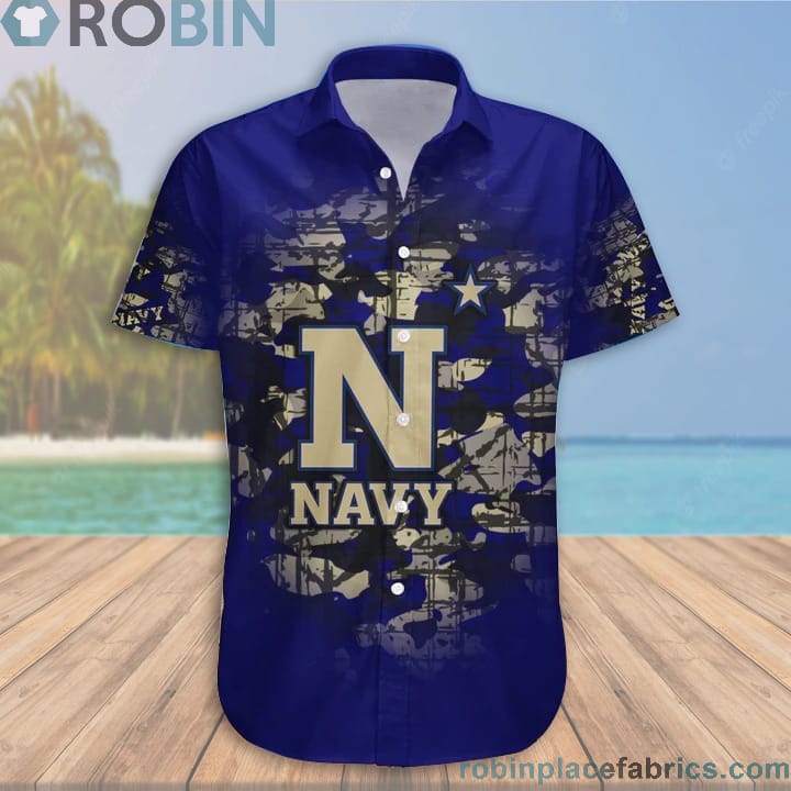 Custom Name & Number Navy Midshipmen Camouflage Vintage Casual Button ...