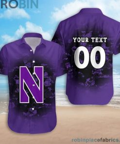 Custom Name & Number Northwestern Wildcats Camouflage Vintage Casual Button Down Shirts